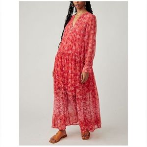 Free People See It Through Maxi Dress / Coral Combo